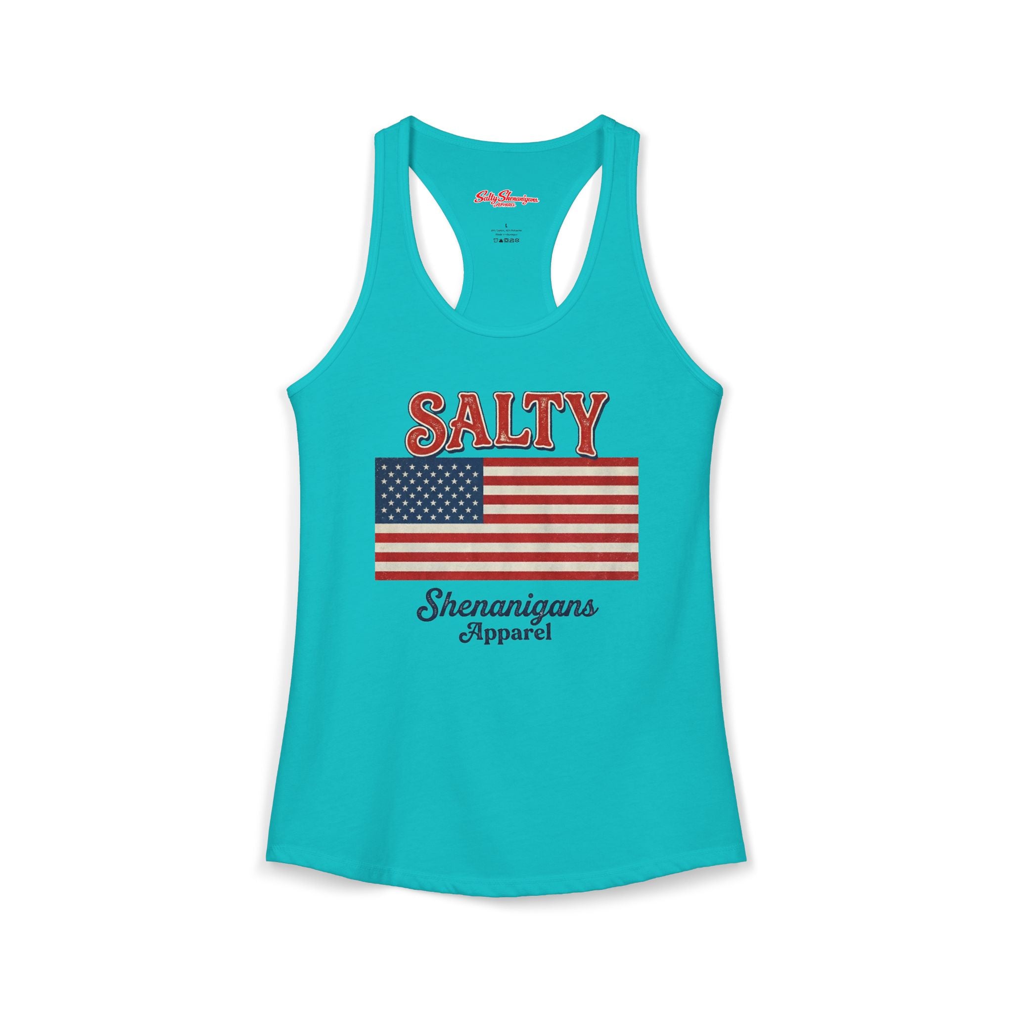 American Flag Salty Shenanigans Apparel Ideal Racerback Tank Printify
