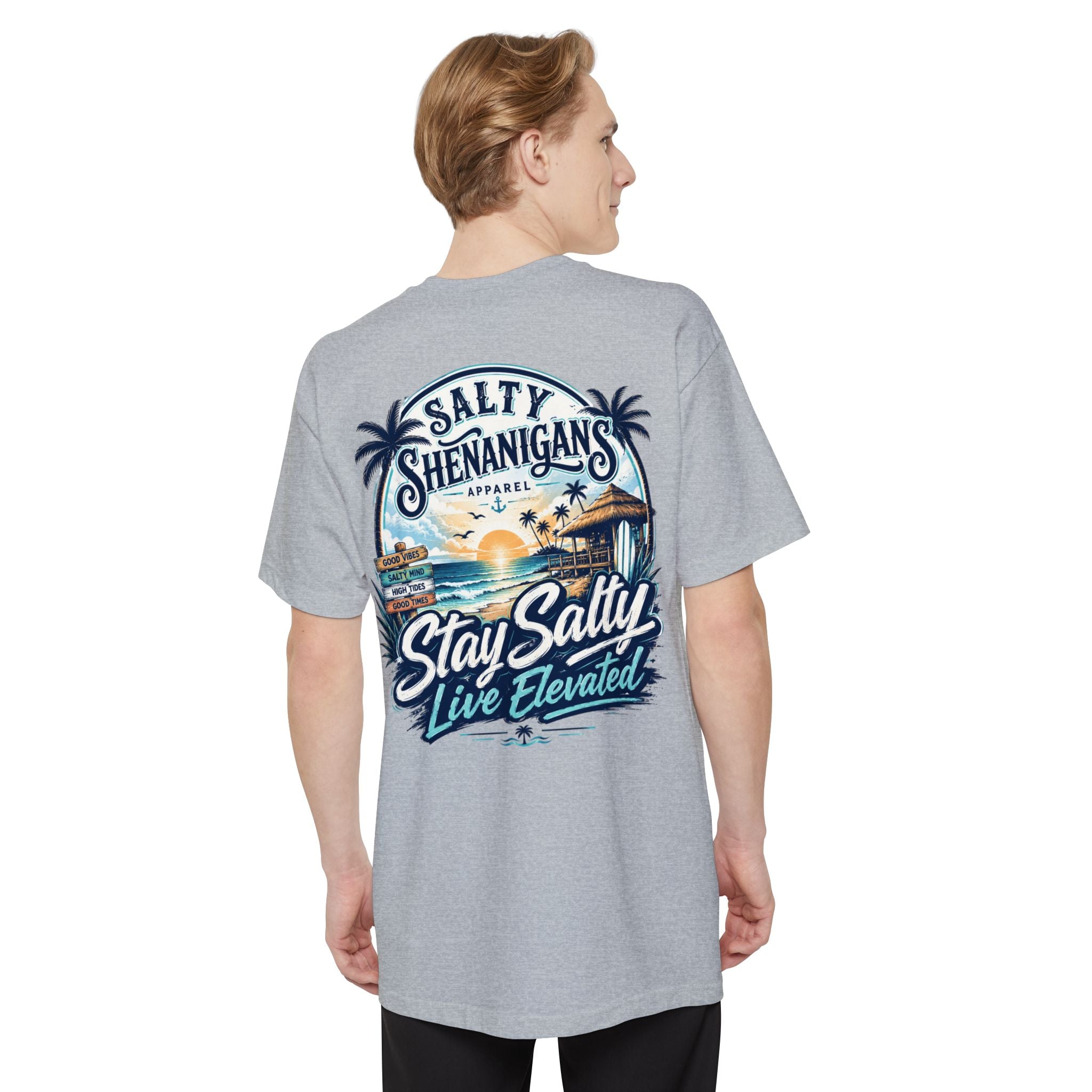 Stay Salty, Live Elevated Coastal Beach Bar Tall Tee Printify