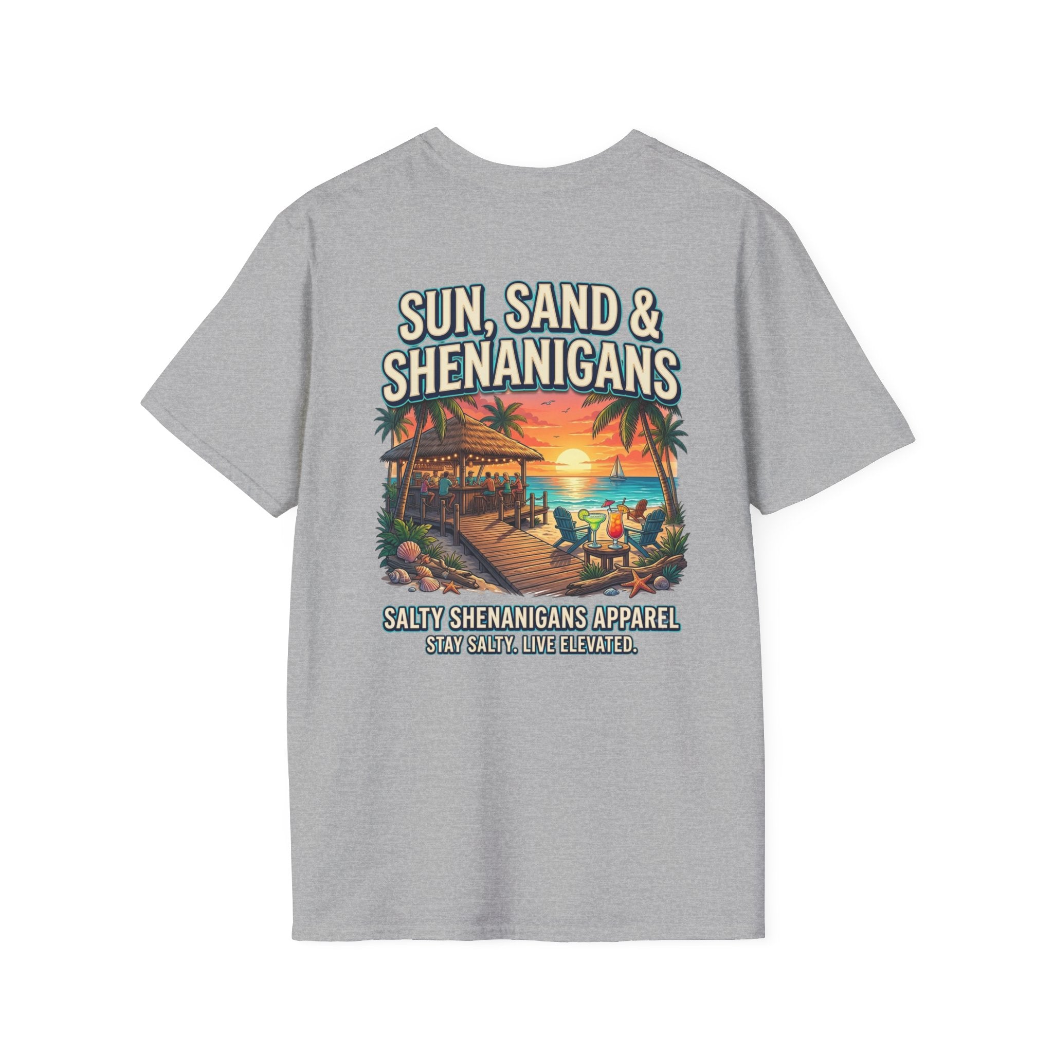 Sun, Sand & Shenanigans Beach T-Shirt | Tropical Vacation Graphic Tee Printify