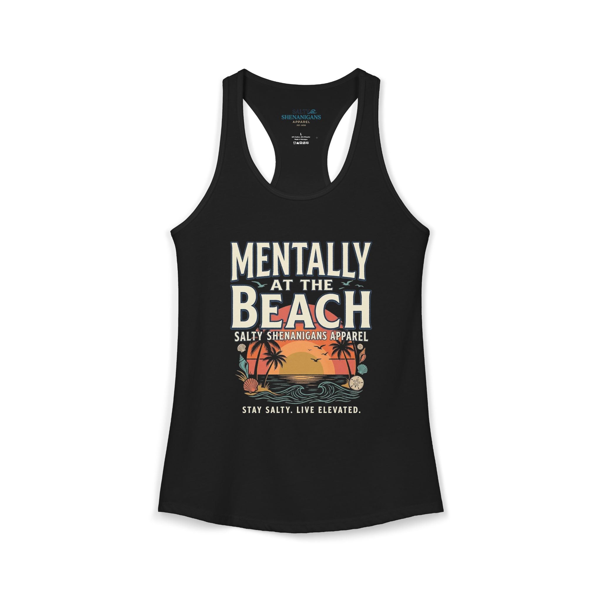 Mentally At The Beach Women's Racerback Tank Top | Salty Shenanigans Apparel Printify