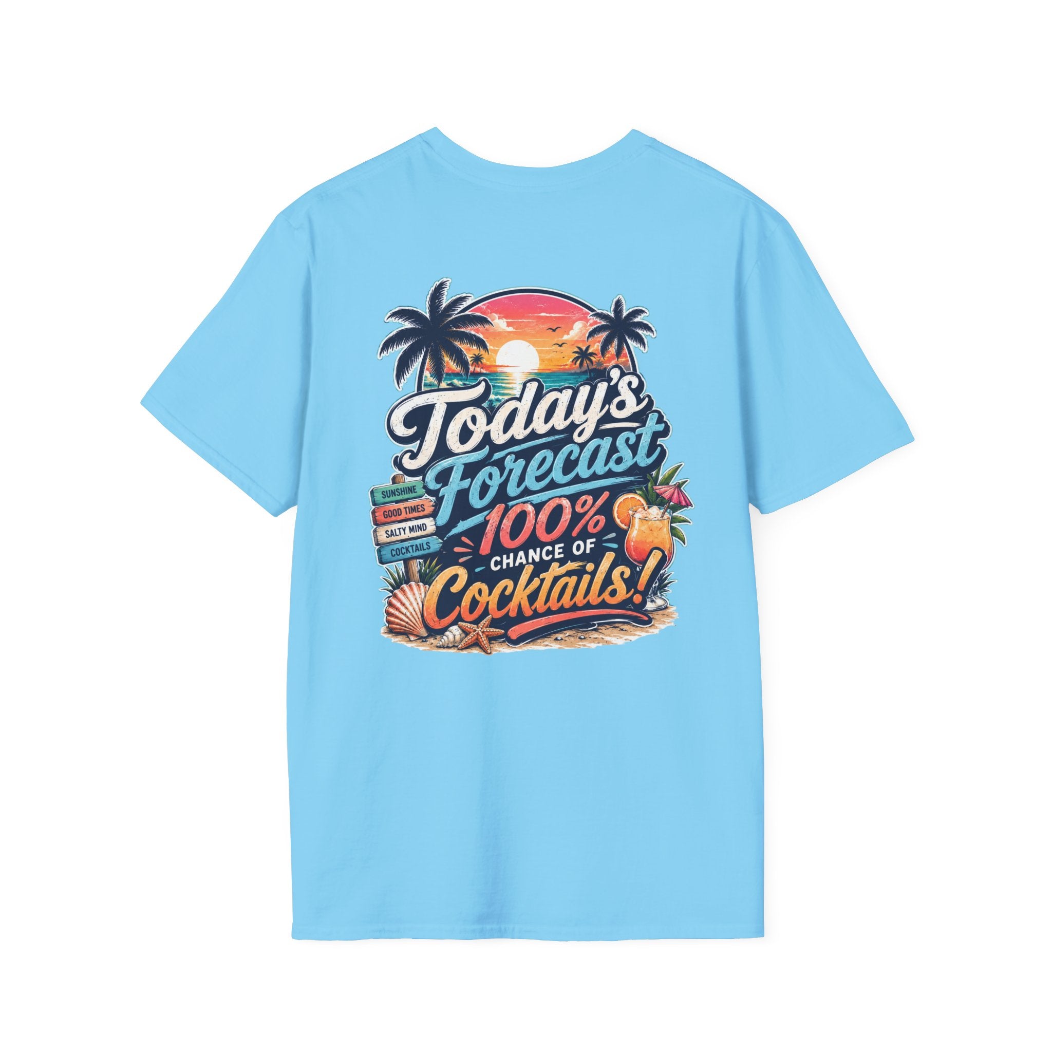 Today's Forecast: 100% Cocktails Funny Beach T-Shirt Printify