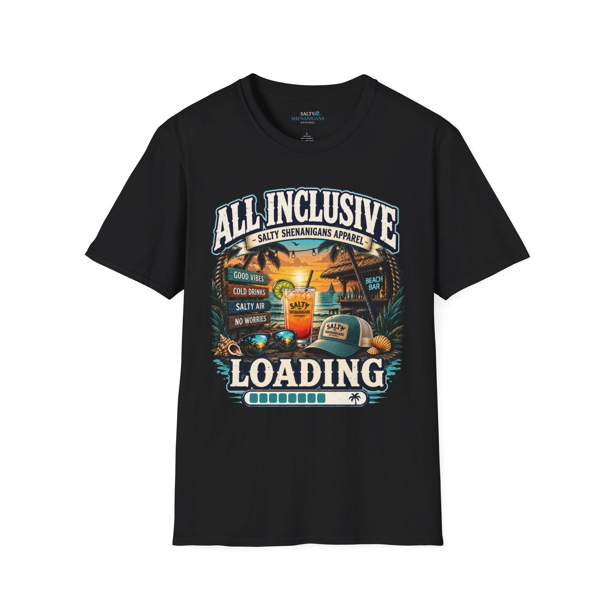 All Inclusive Loading Beach Vacation T-Shirt Printify