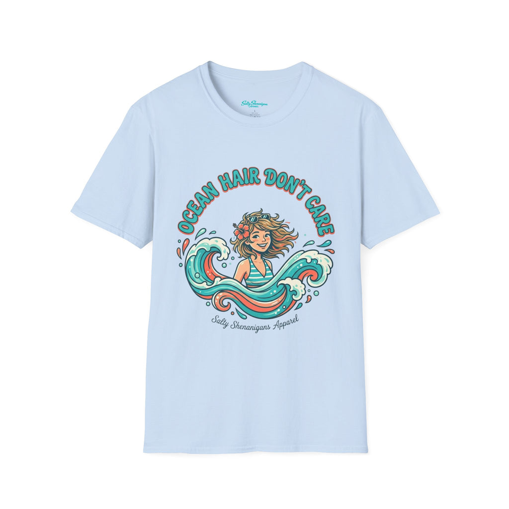 Ocean Hair Don't Care Salty Shenanigans Apparel  T-Shirt Printify