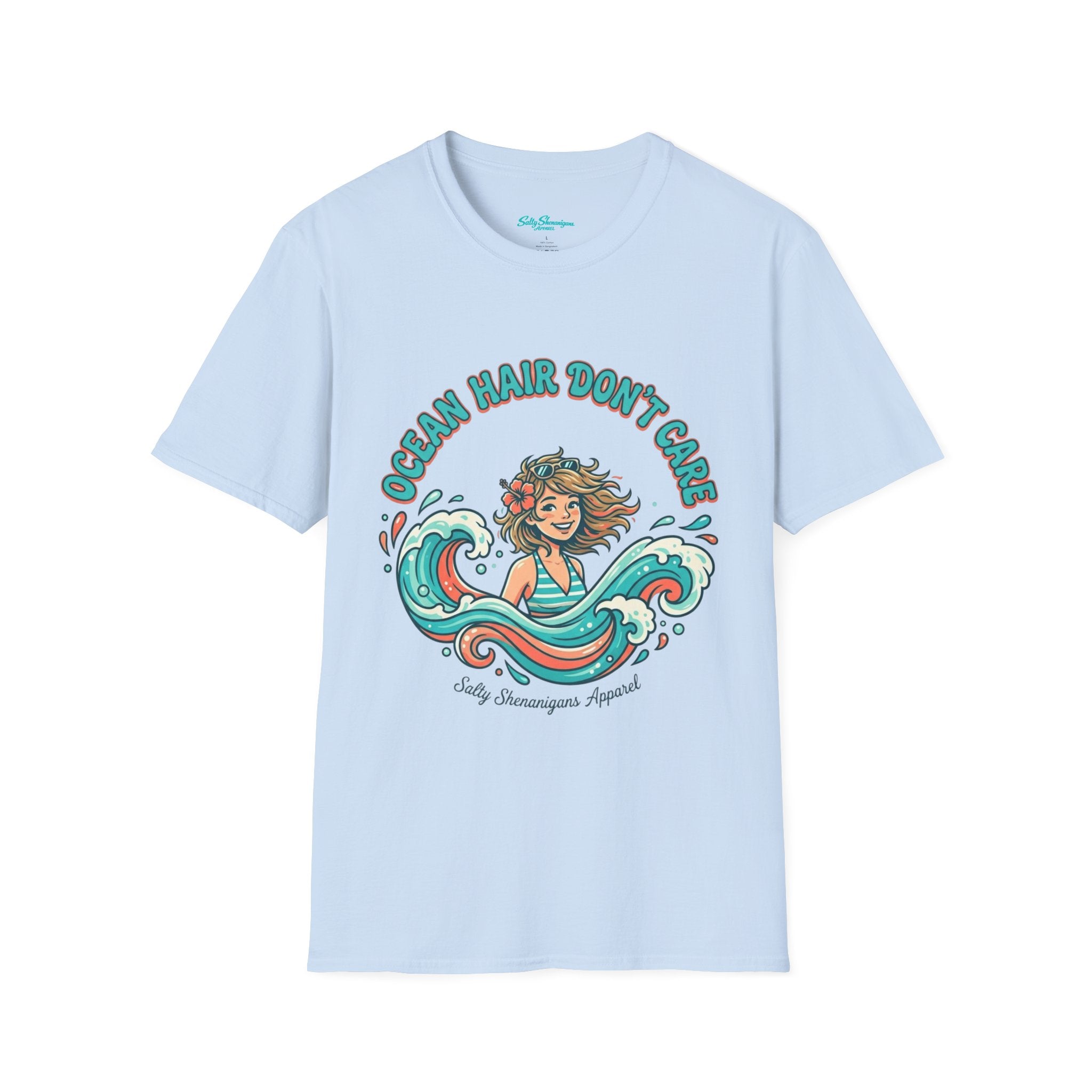 Ocean Hair Don't Care Salty Shenanigans Apparel  T-Shirt Printify