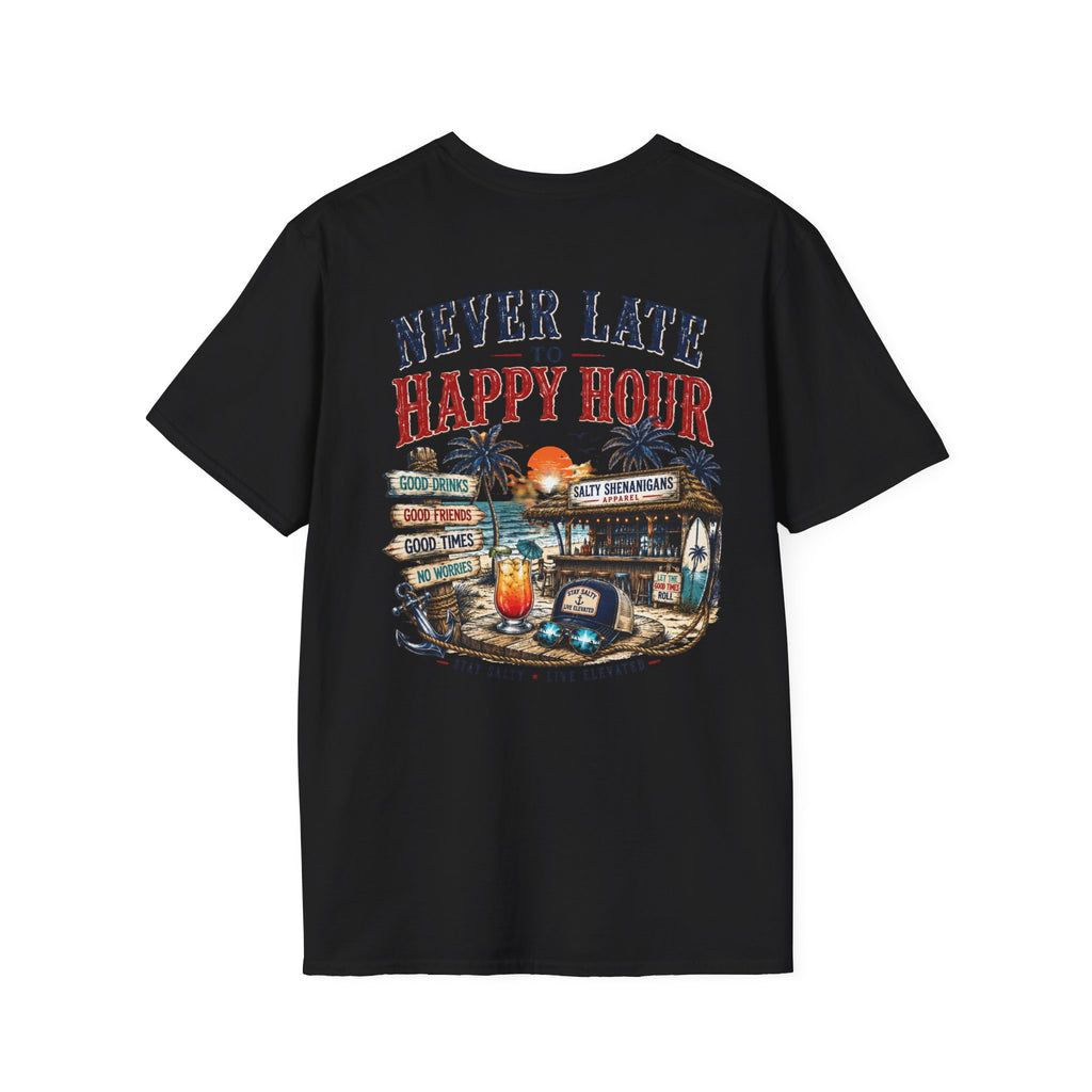 Happy Hour Never Waits Premium Coastal Beach Tee Printify