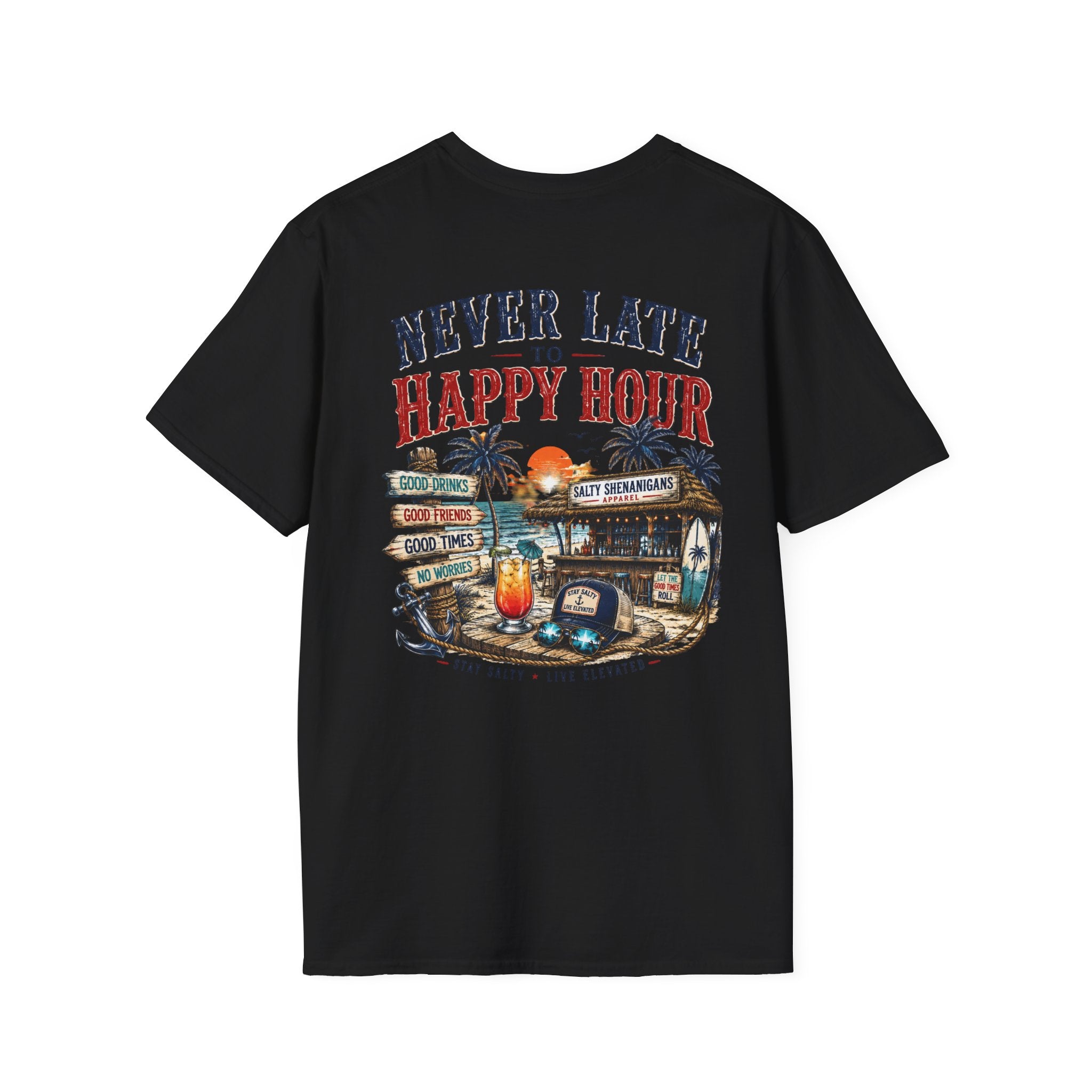 Happy Hour Never Waits Premium Coastal Beach Tee Printify