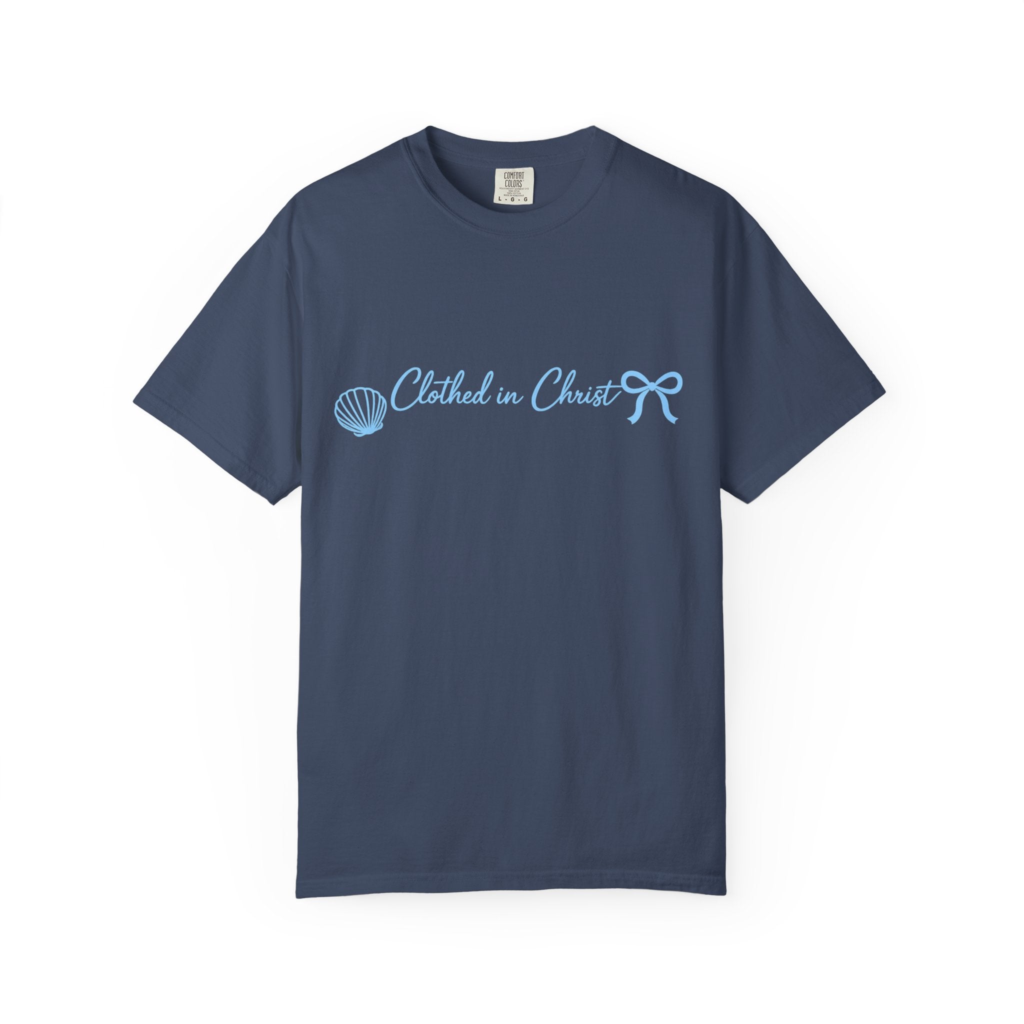 Clothed in Christ Coastal T-Shirt- Blue Print Printify