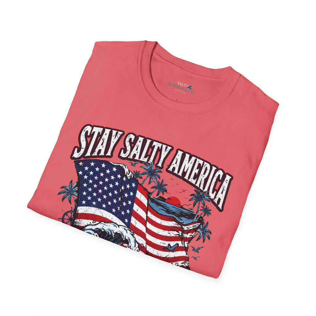 Stay Salty America Premium Beach Tee | Patriotic Coastal Graphic Shirt Printify