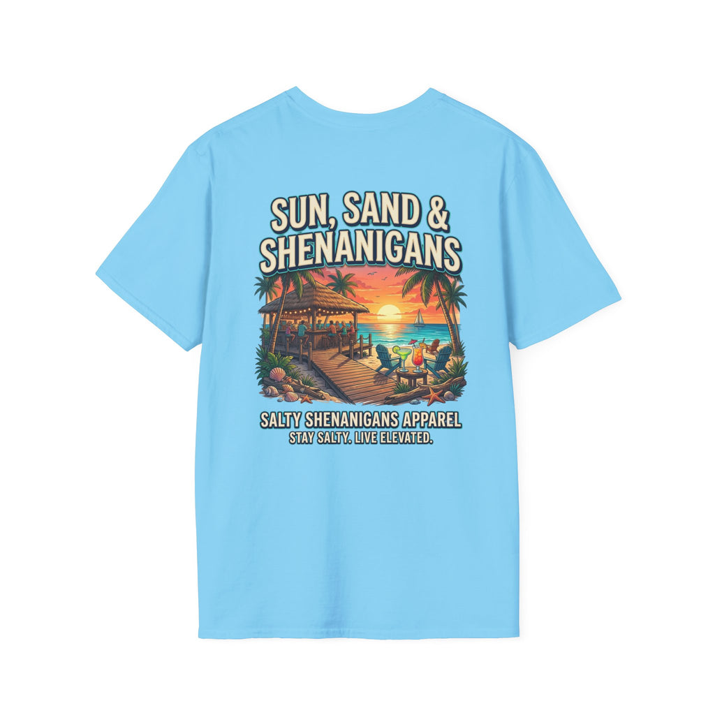 Sun, Sand & Shenanigans Beach T-Shirt | Tropical Vacation Graphic Tee Printify