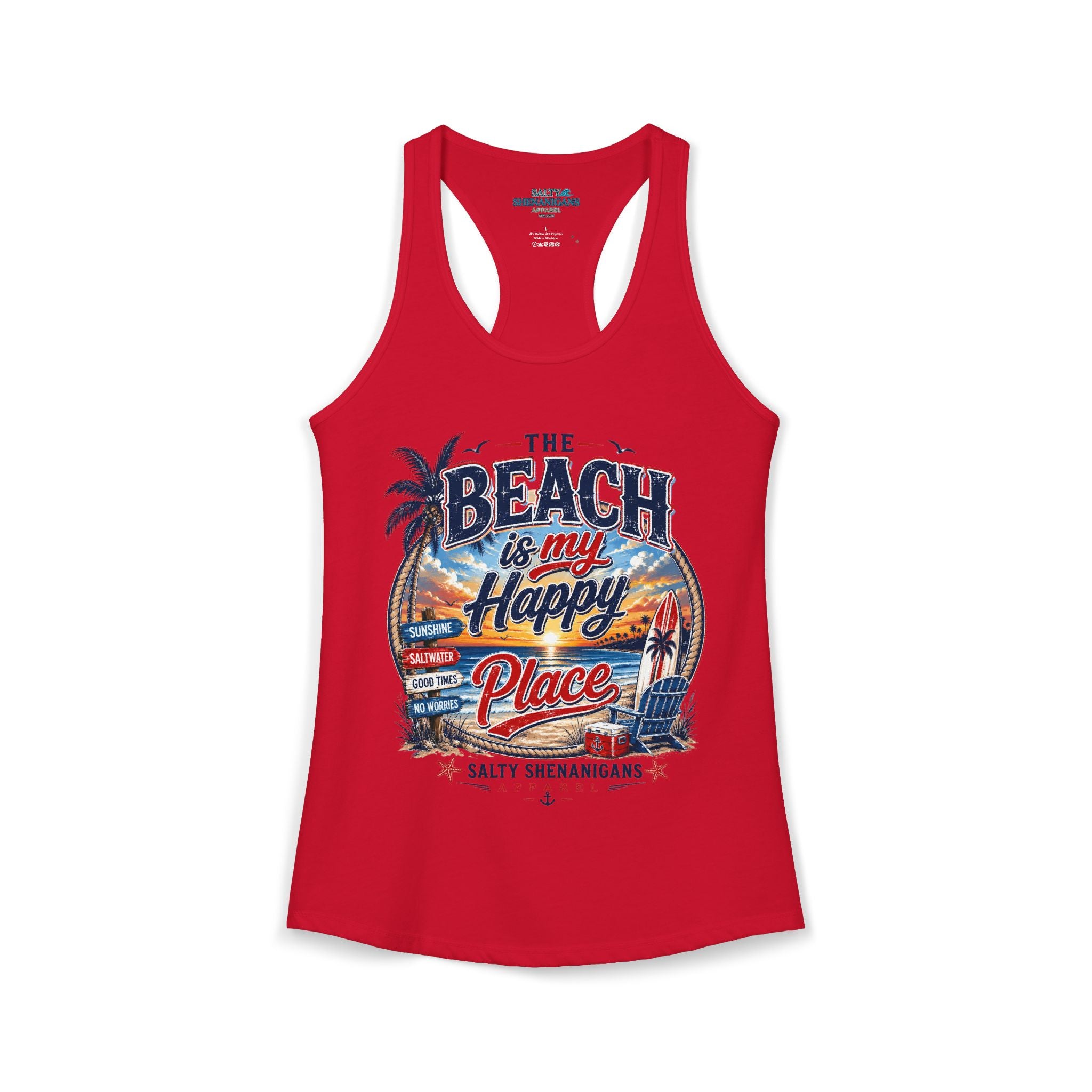 The Beach Is My Happy Place Women's Coastal Tank Top Printify