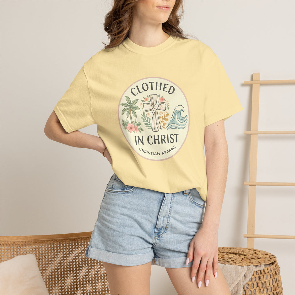 Clothed in Christ Graphic T-Shirt — Christian Faith Tee Printify