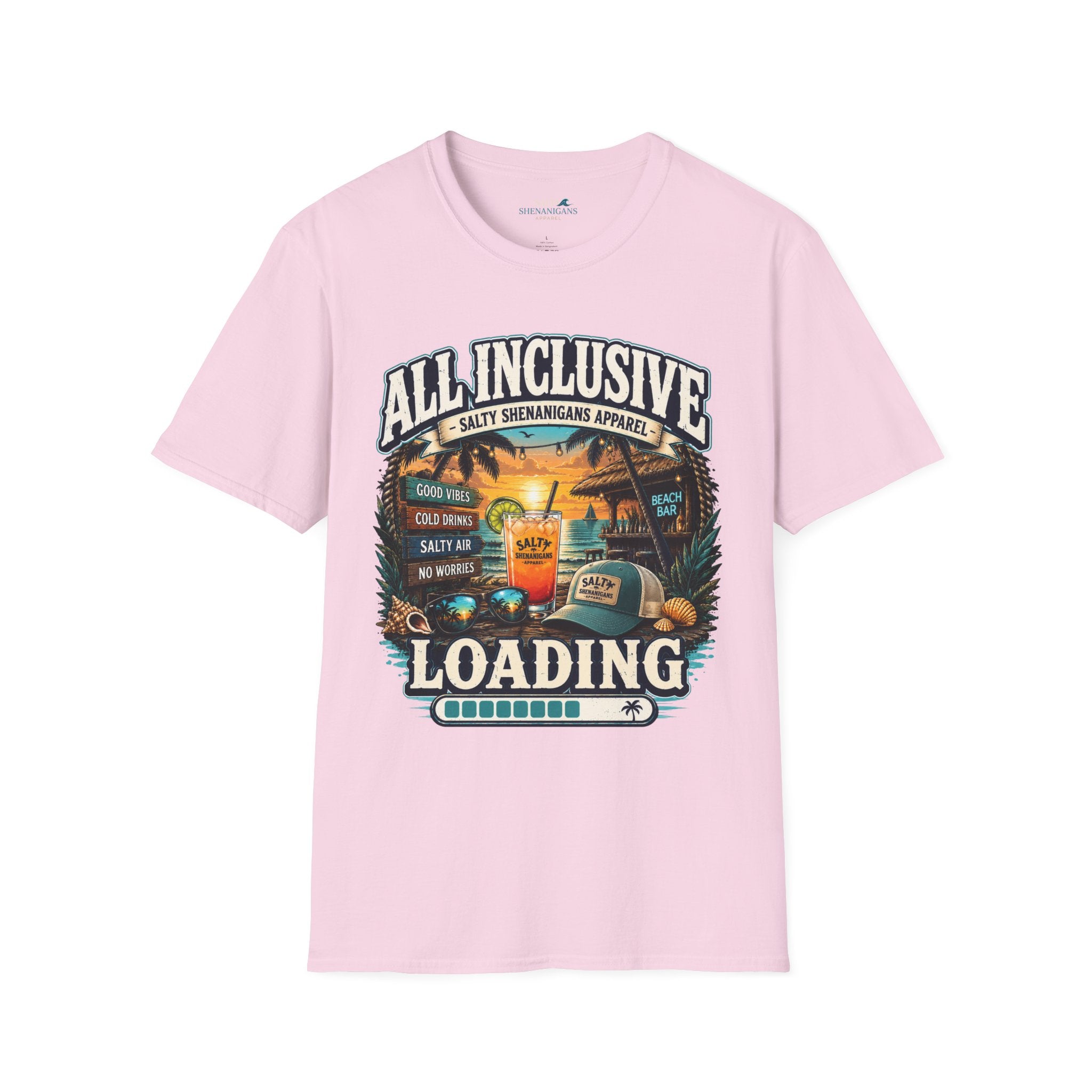 All Inclusive Loading Beach Vacation T-Shirt Printify