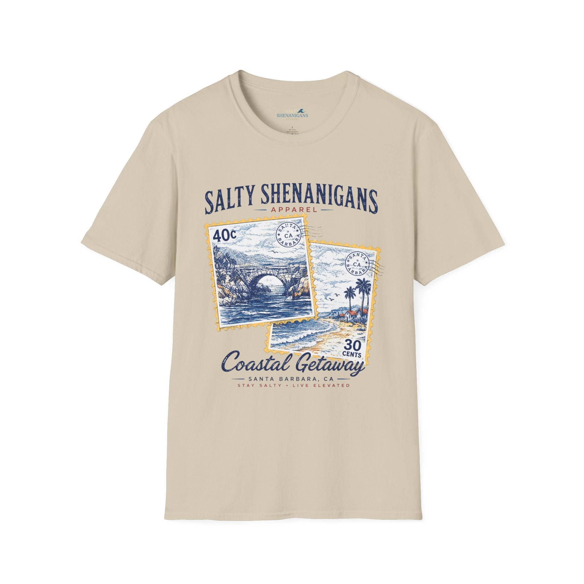 Coastal Getaway T-Shirt- Front Logo Printify