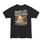 Never Late to Happy Hour – Funny Beach Bar Graphic Tee | Hanes Beefy-T Adult T-Shirt Printify