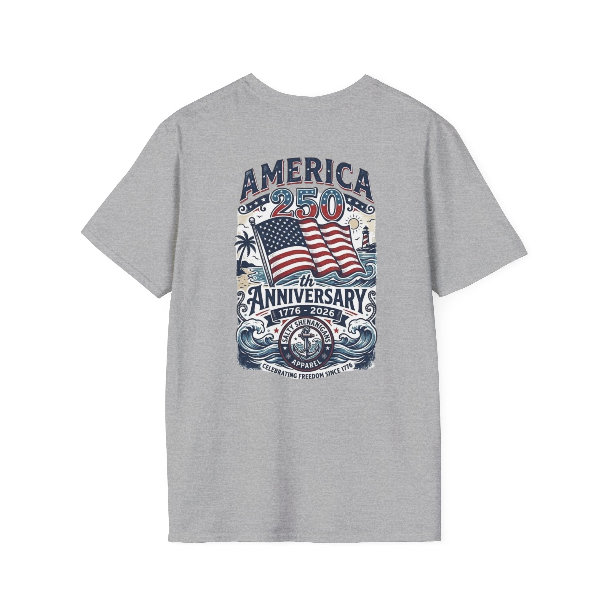 Salty Shenanigans Apparel America 250 Beach Palm T-Shirt Printify