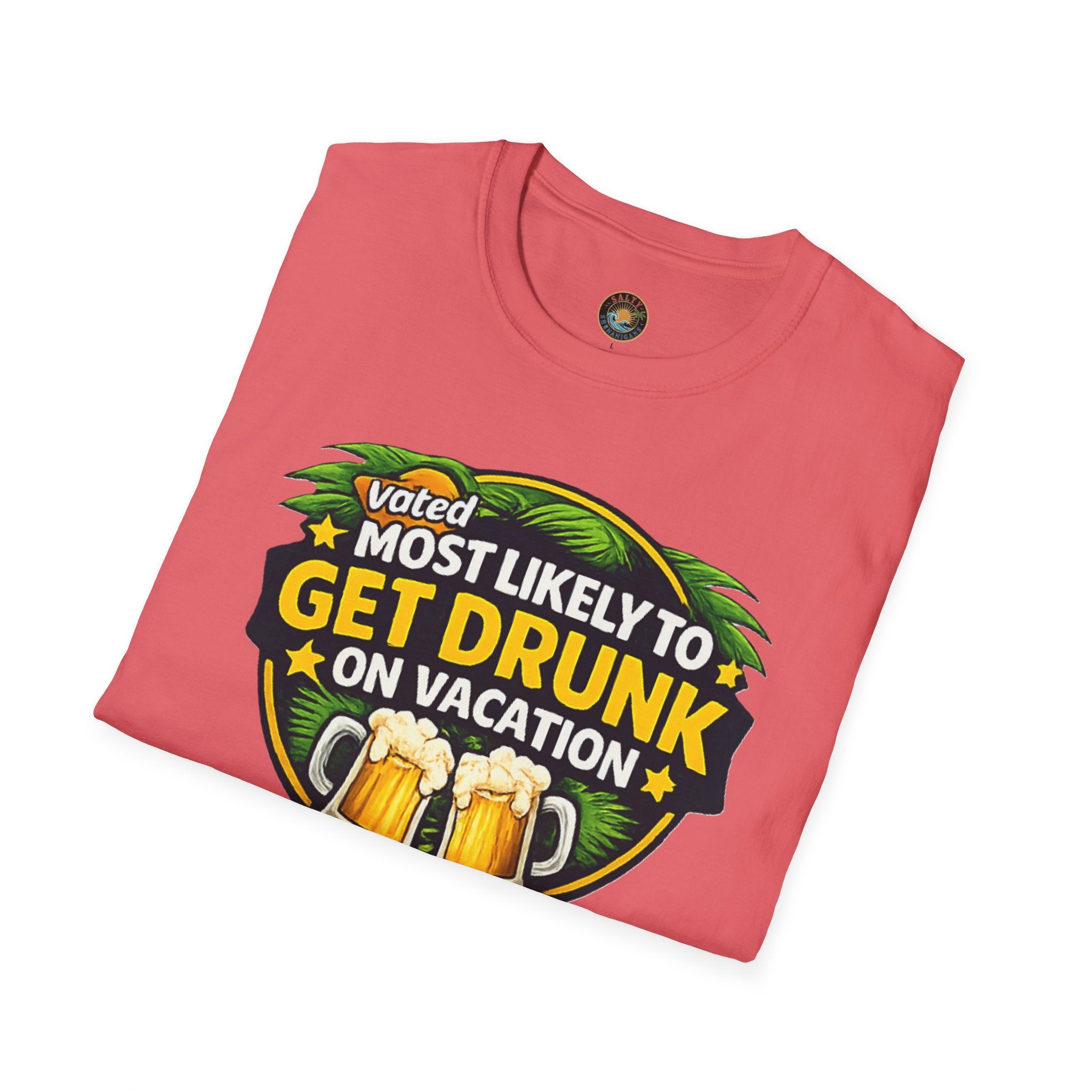Voted Most Likely to Get Drunk on Vacation T-Shirt | Salty Shenanigans Funny Tee