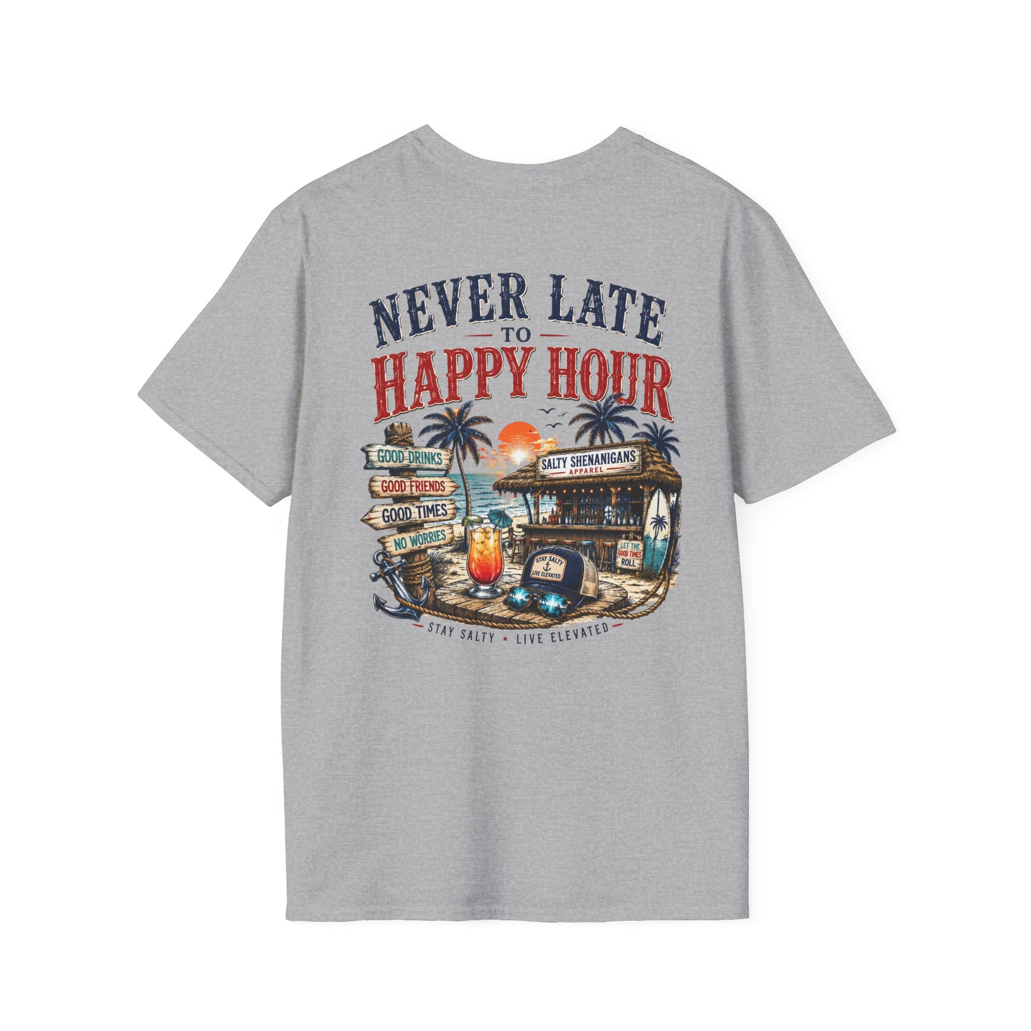 Happy Hour Never Waits Premium Coastal Beach Tee Printify