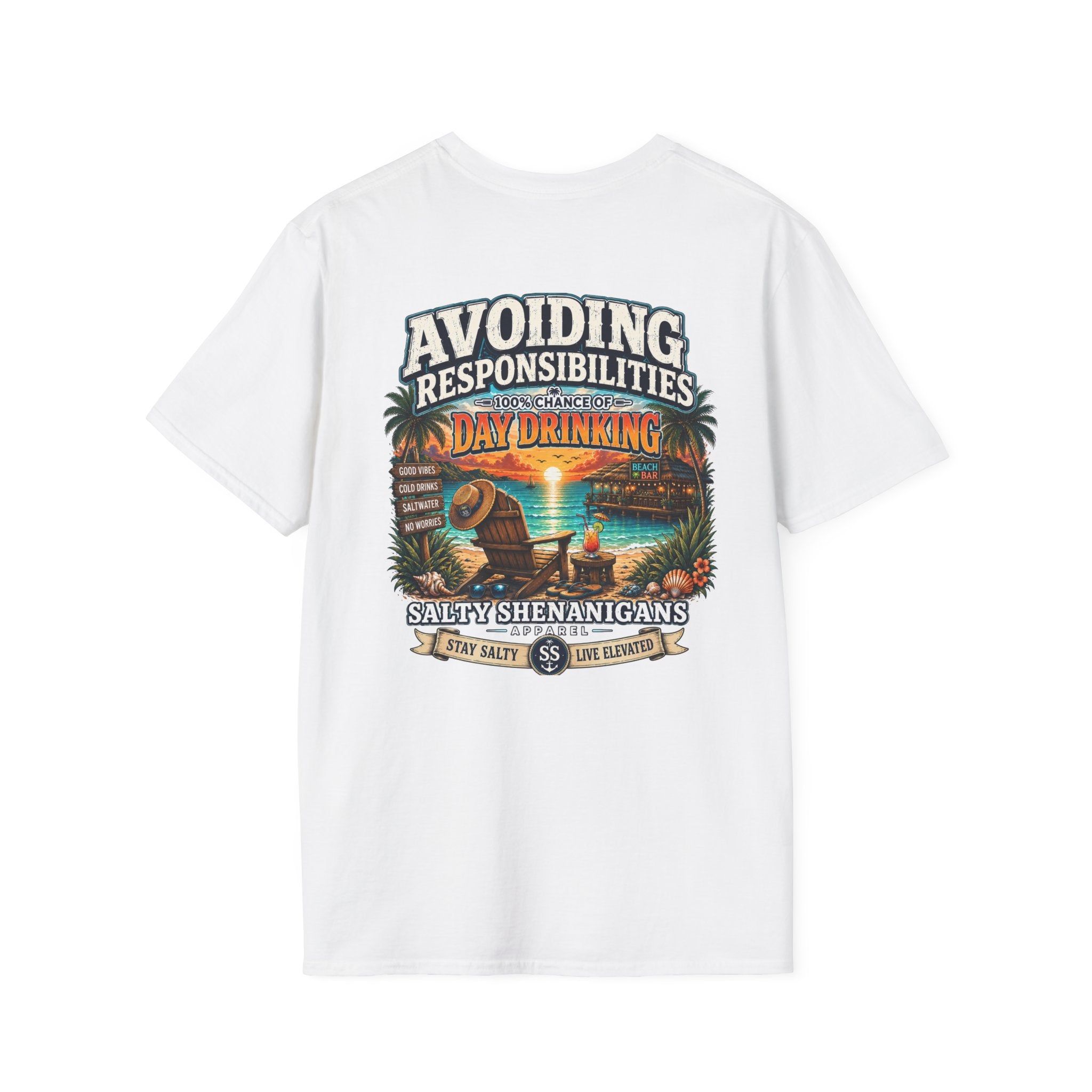 Avoiding Responsibilities Coastal Lifestyle Graphic Tee Printify