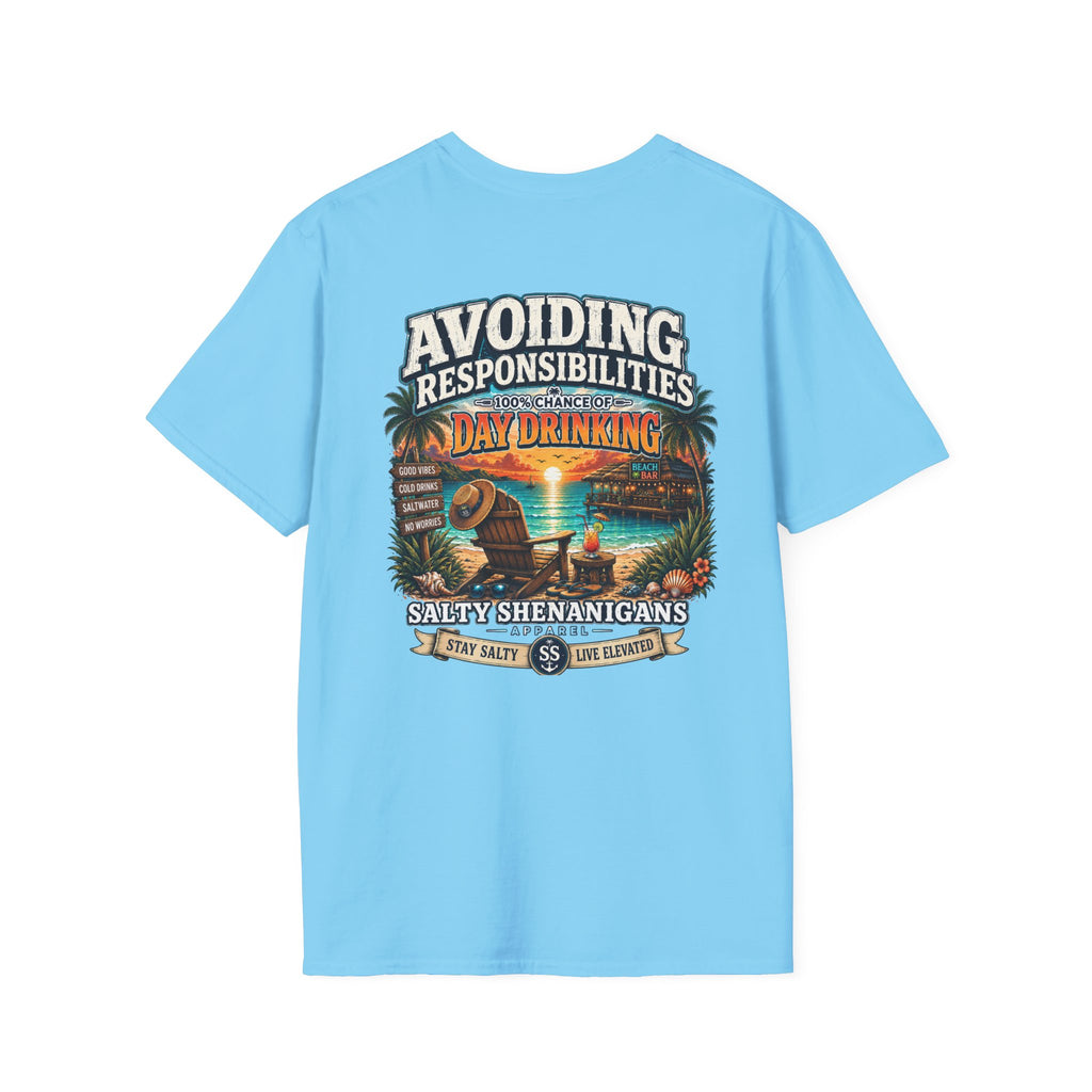 Avoiding Responsibilities Coastal Lifestyle Graphic Tee Printify