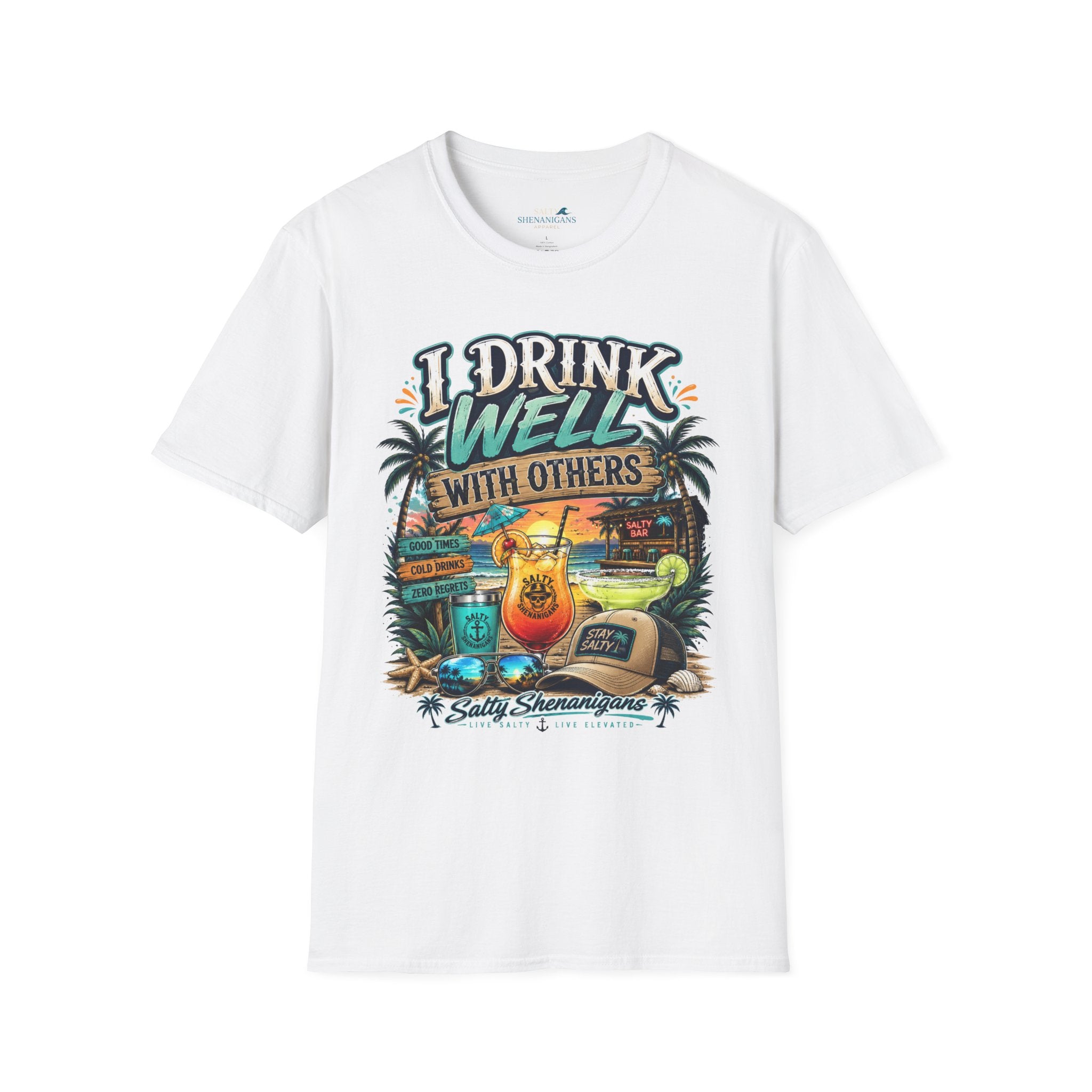I Drink Well With Others Beach Bar Front T-Shirt Printify