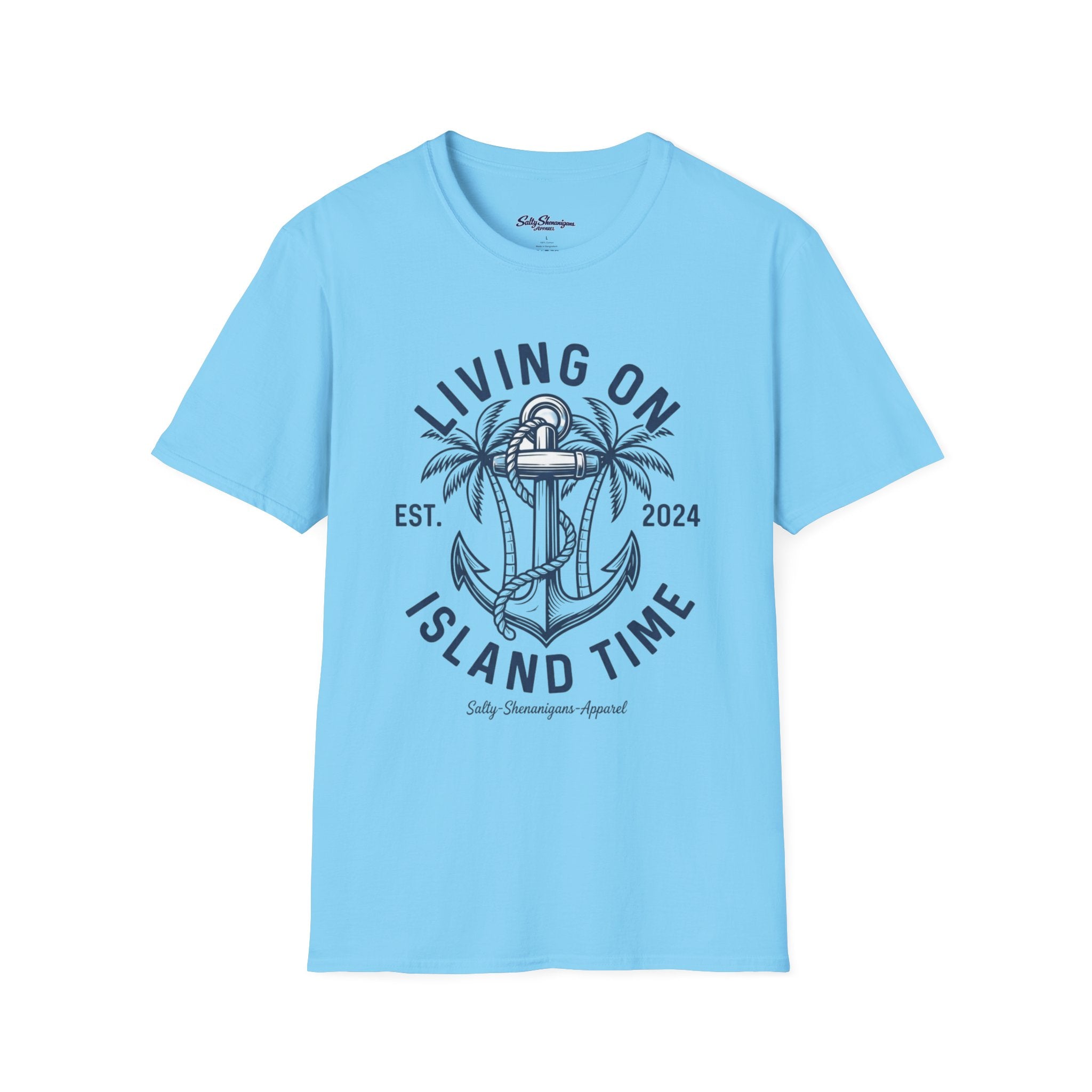 Salty Shenanigans Apparel Living On Island Time T-Shirt Printify