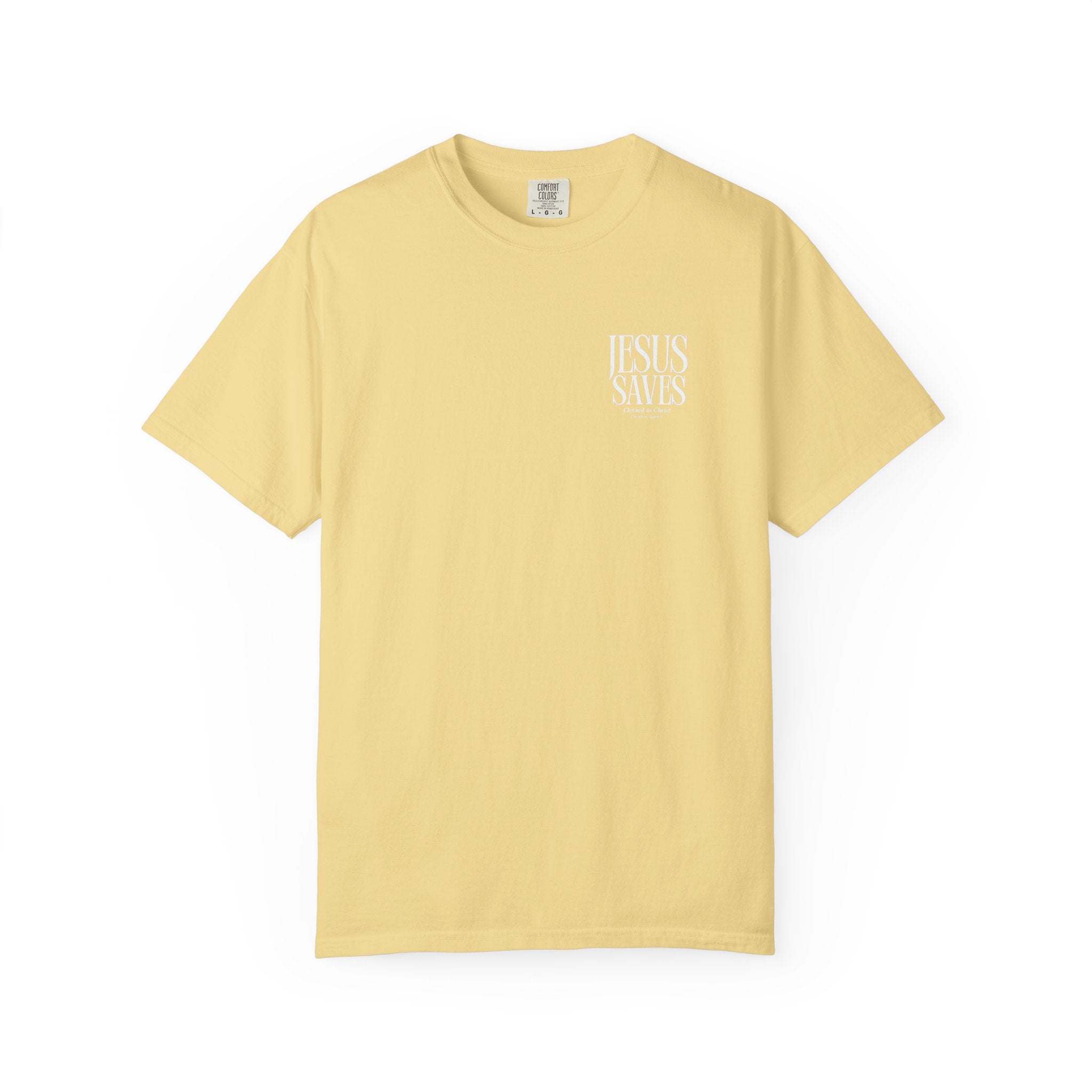 Jesus Saves T-Shirt — Minimal Embossed Religious Tee Printify