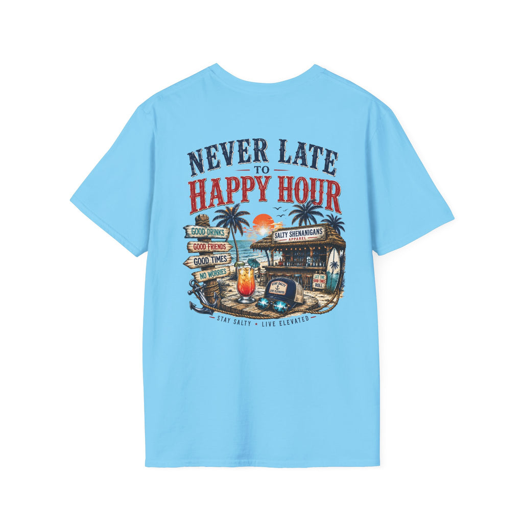 Happy Hour Never Waits Premium Coastal Beach Tee Printify