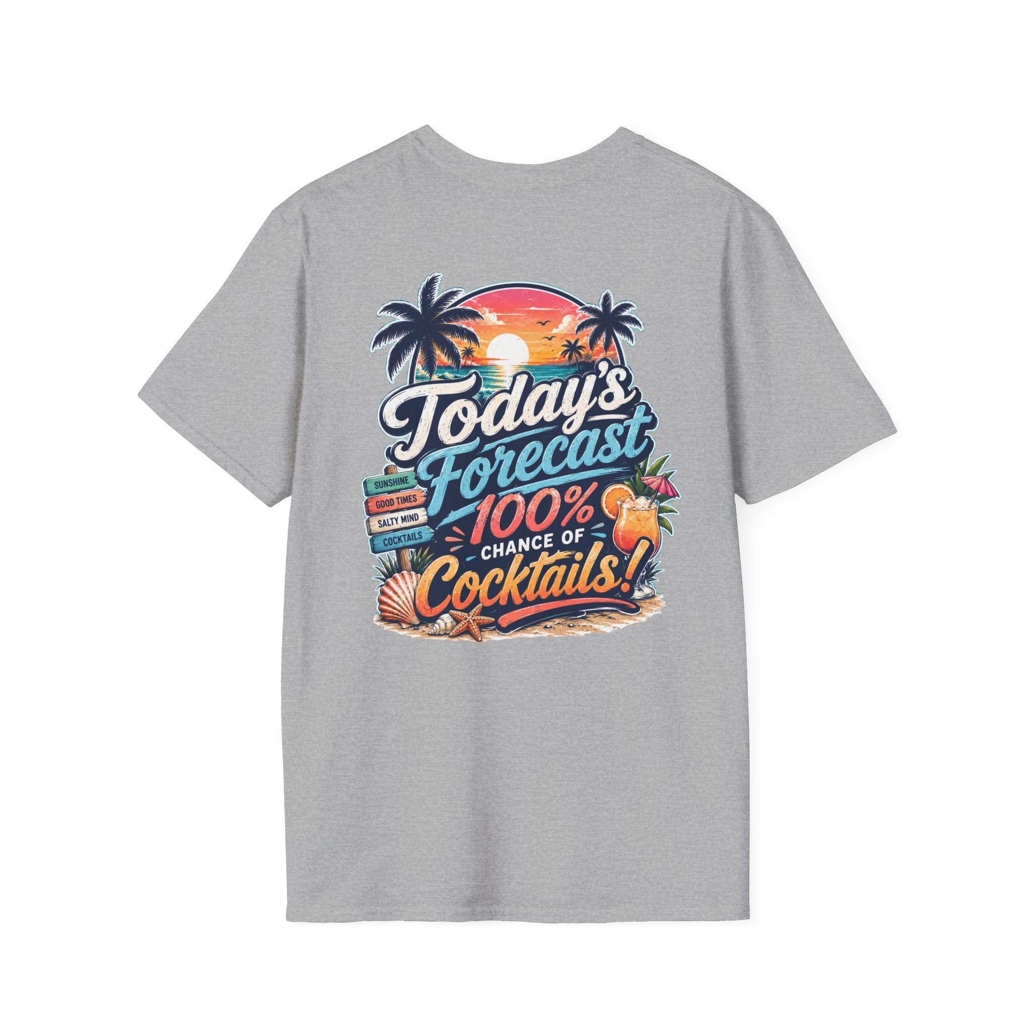 Today's Forecast: 100% Cocktails Funny Beach T-Shirt Printify