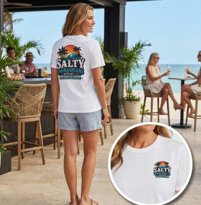 Salty Shenanigans Apparel Wave Logo Tee Printify