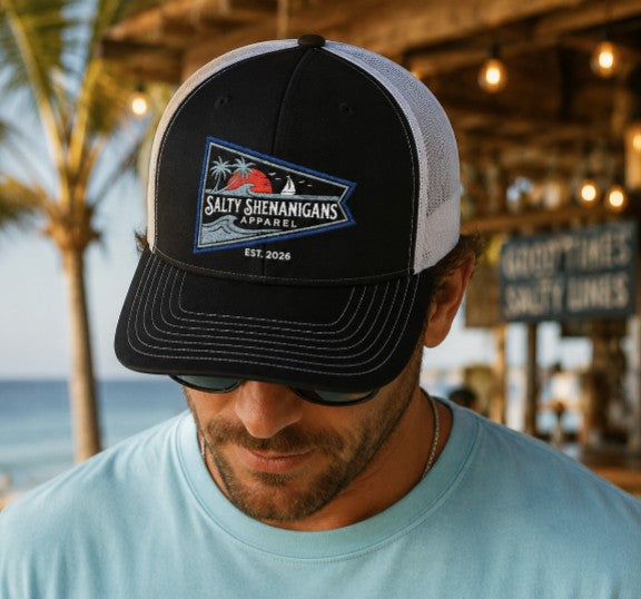 Salty Shenanigans Premium Coastal Yacht Club Burgee Logo Printify