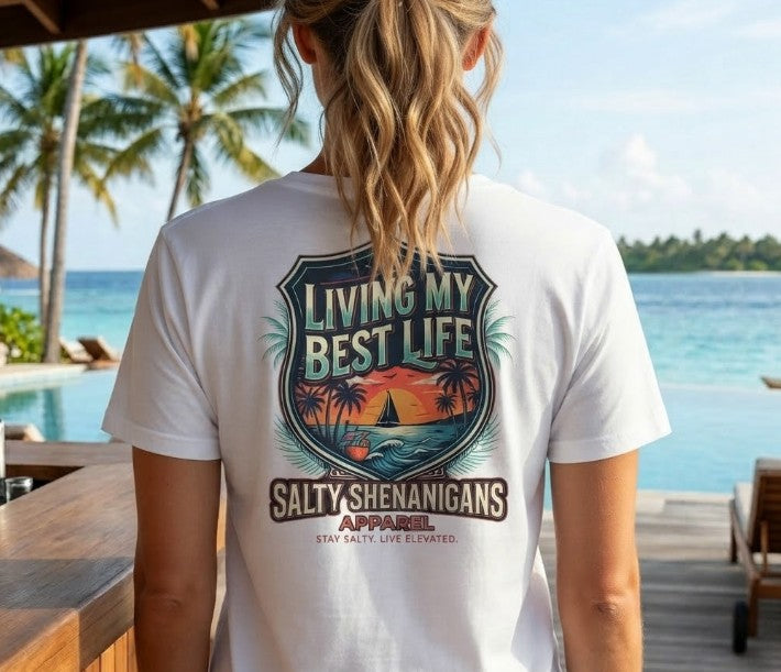 Living My Best Life Shirt | Beach Vacation Tee Printify