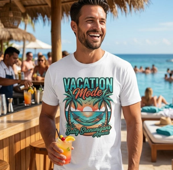Vacation Mode Sunset Hammock Beach Tee Printify