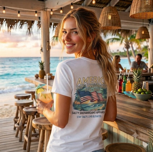 America 250th Anniversary Coastal Flag Tee Printify