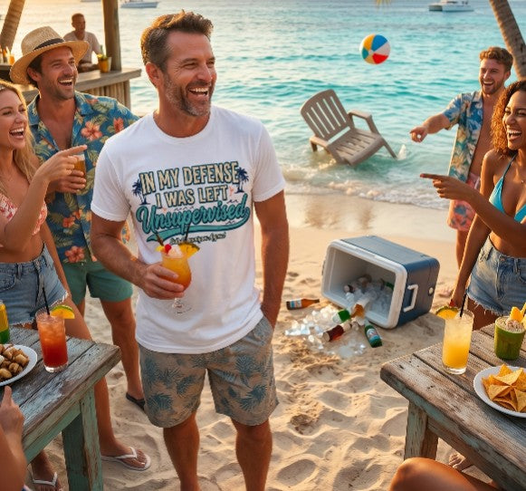 In My Defense I Was Left Unsupervised Funny Beach Shirt Printify