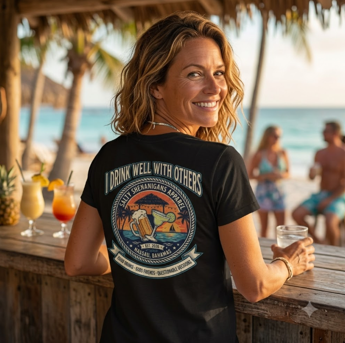 I Drink Well With Others Beach Bar T-Shirt Printify