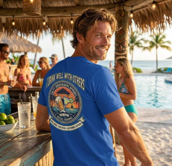 I Drink Well With Others Beach Bar T-Shirt Printify