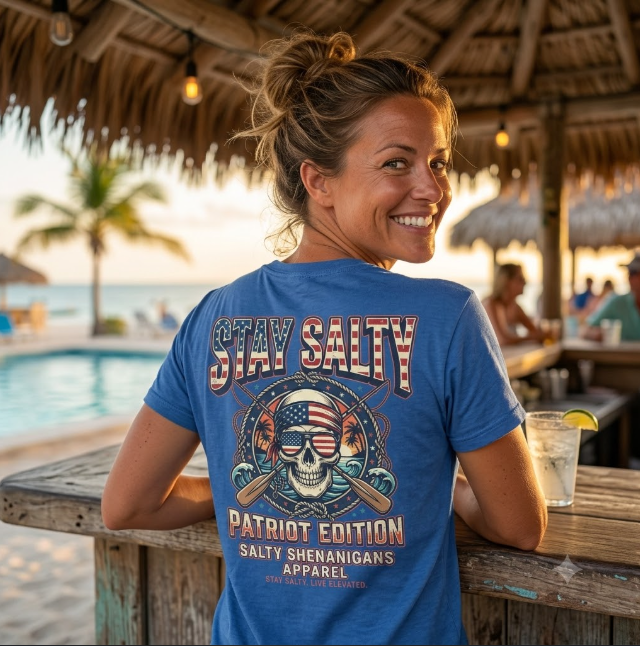 Stay Salty Patriot Edition Patriotic Beach Tee Printify