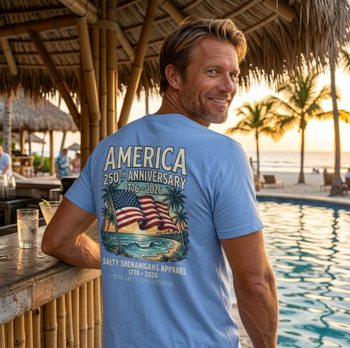 America 250th Anniversary Coastal Flag Tee Printify
