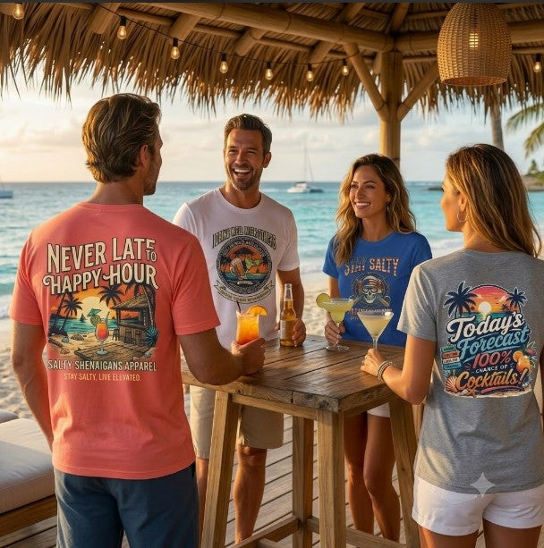 Today's Forecast: 100% Cocktails Funny Beach T-Shirt Printify