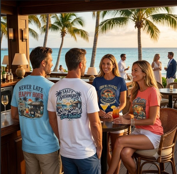 Stay Salty, Live Elevated Coastal Beach Bar Tee Printify