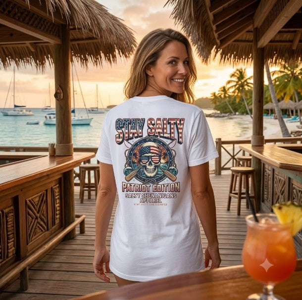 Stay Salty Patriot Edition Patriotic Beach Tee Printify