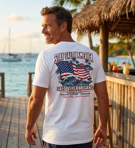 Stay Salty America Patriotic Coastal T-Shirt Printify