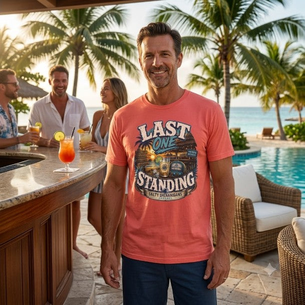 Last One Standing Beach Bar Graphic Tee Printify