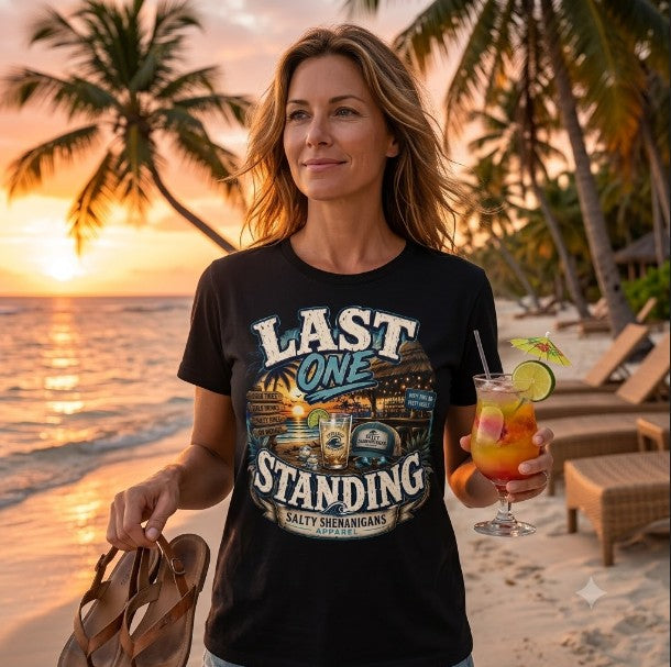 Last One Standing Beach Bar Graphic Tee Printify