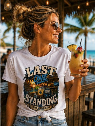 Last One Standing Beach Bar Graphic Tee Printify