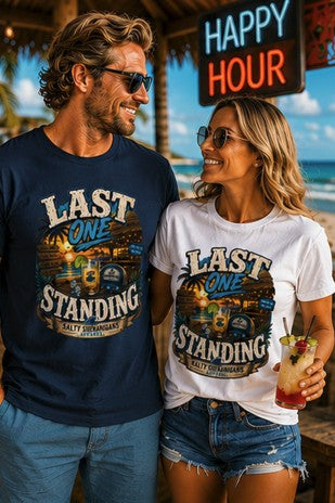 Last One Standing Beach Bar Graphic Tee Printify
