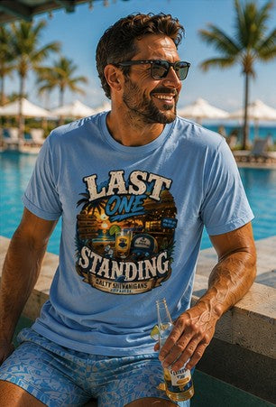 Last One Standing Beach Bar Graphic Tee Printify