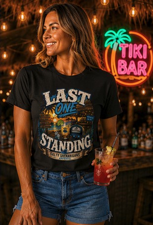 Last One Standing Beach Bar Graphic Tee Printify