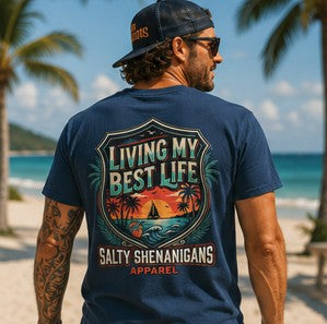Living My Best Life Shirt | Beach Vacation Tall Tee Printify