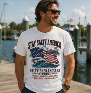 🌴 JULY SPECIAL |Stay Salty America Premium Beach Tee $21.99 Printify